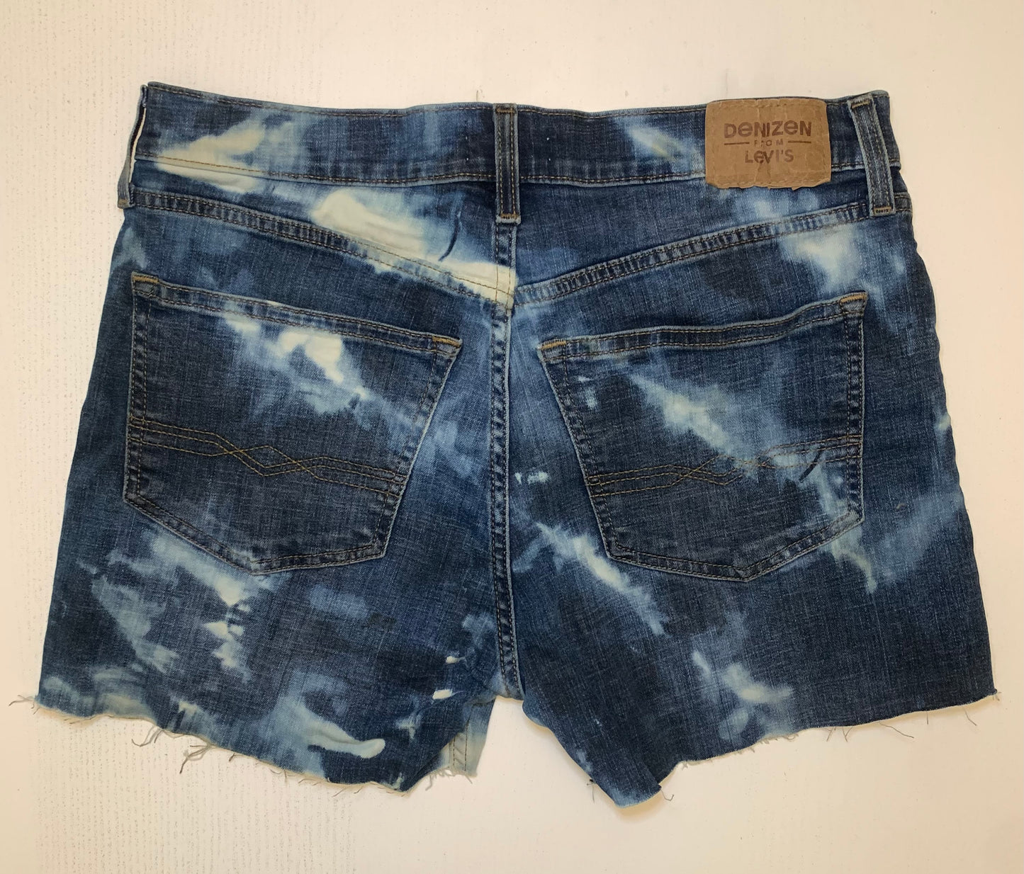 Bleach Striped Jean Shorts